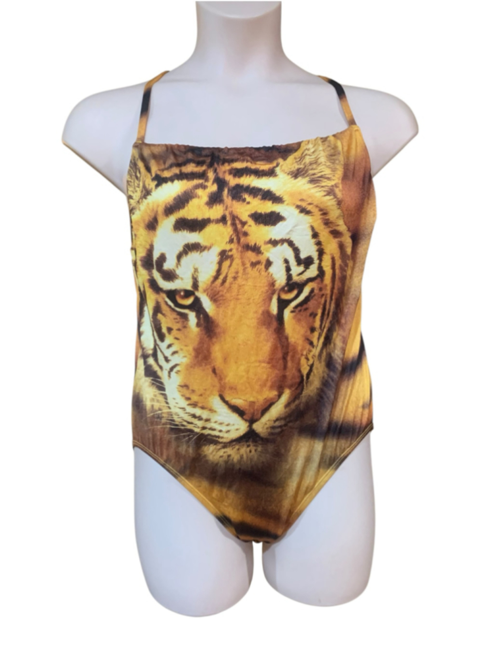 Rare Y2K Victoria's Secret Tiger Print One Piece Swimsuit, Size M, Yellow/Black